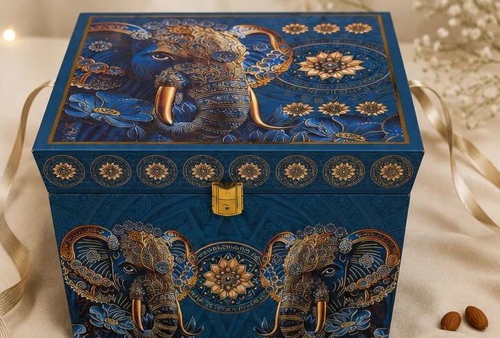 The Heritage Elephant Trunk — royal blue Gratiora gift trunk